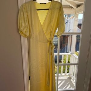 Zara yellow satin dress